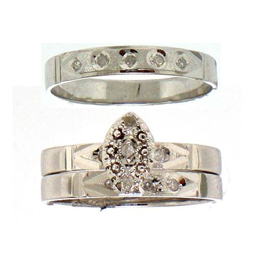 14KT White Gold 0.10CTW DIAMOND CLUSTER TRIO SET