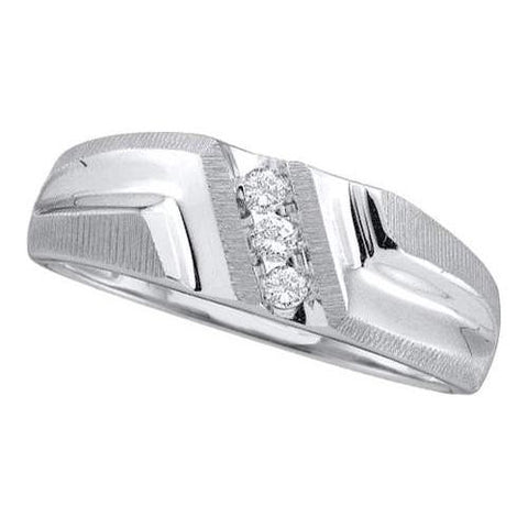 14KT White Gold 0.10CT DIAMOND FASHION MEN'S BAND