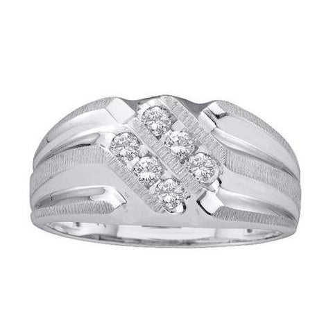 10KT White Gold 0.25CT ROUND DIAMOND MEN'S FASHION RING