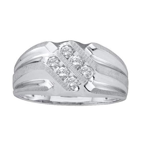 14KT White Gold 0.25CTW ROUND DIAMOND MEN'S FASHION RING