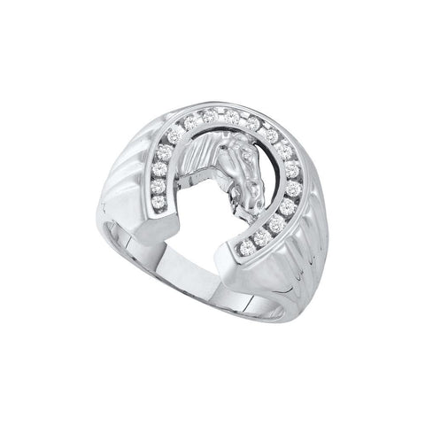 1-4CT-Diamond HORSE-SHOE MENS RING WG