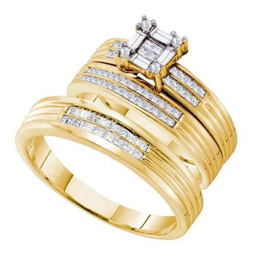 14KT Yellow Gold 0.60CTW DIAMOND INVISIBLE TRIO SET