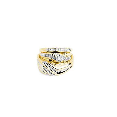 14KT Yellow Gold Two Tone 0.32CTW DIAMOND ROUND CENTER TRIO SET