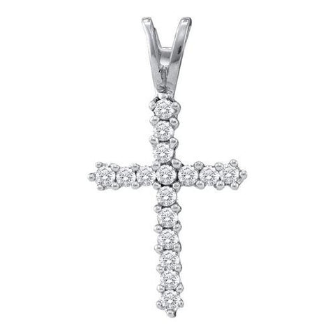 10KT White Gold 0.25CTW DIAMOND CROSS PENDANT