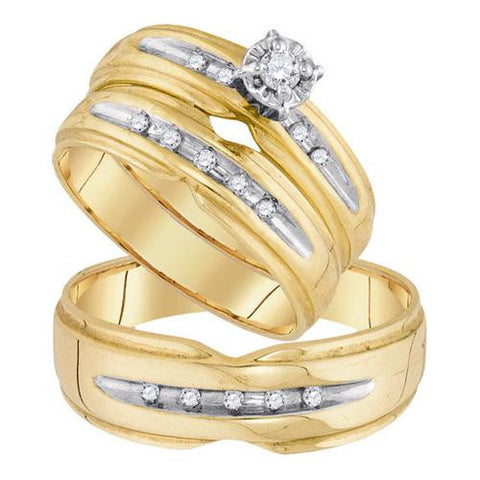 10KT Yellow Gold 0.18CTW DIAMOND ROUND CENTER TRIO SET