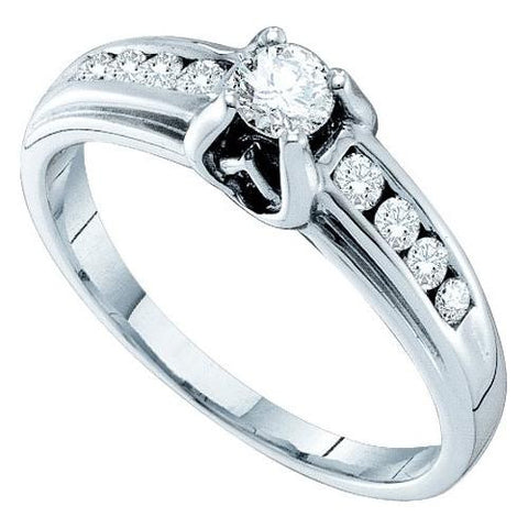 14K White-gold 0.44CT DIAMOND 0.20CT-CRD BRIDAL RING