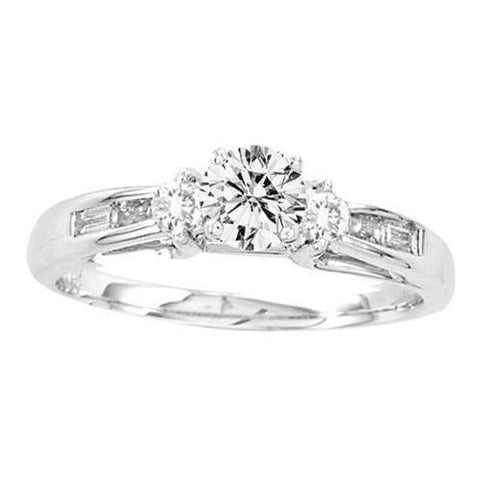 14K White-gold 0.75CTW DIAMOND 0.45CT  CENTER ROUND  BRIDAL RING