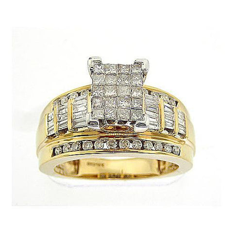 14KT Yellow Gold 1.00CTW DIAMOND LADIES FASHION RING WITH SQUARE PRINCESS