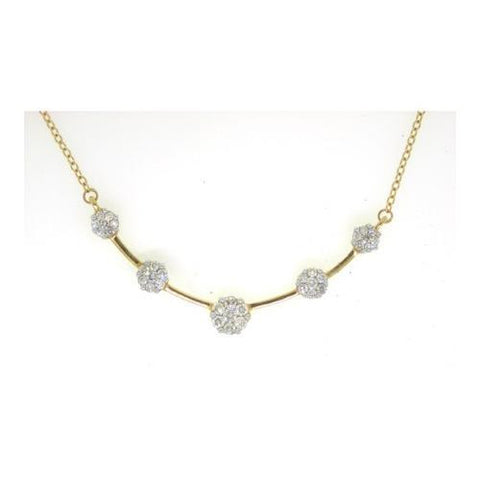 14KT Yellow Gold 1.00CT DIAMOND FLOWER NECKLACE