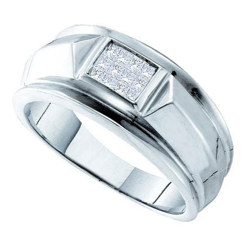 14KT White Gold 0.25CTW DIAMOND INVISBLE MENS RING