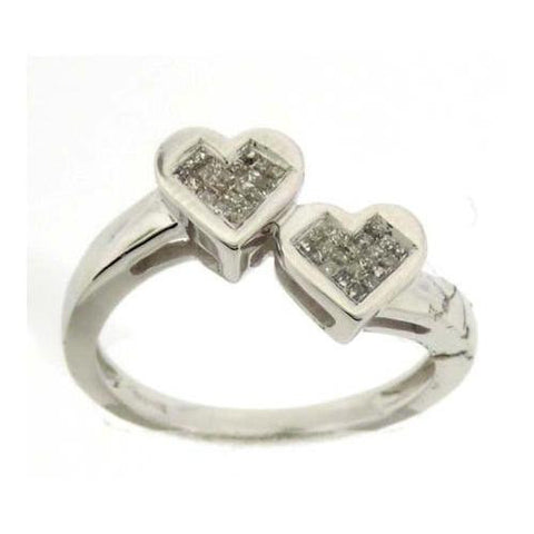 14KT White Gold 0.25CTW PRINCESS DIAMOND HEART LADIES INVISIBLE RING