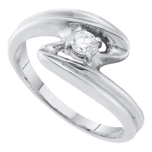 10KT White Gold 0.15CTW DIAMOND ROUND LADIES RING