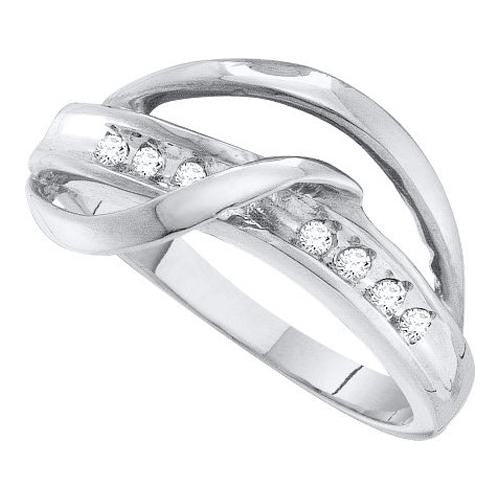 10KT White Gold 0.10CTW DIAMOND ROUND LADIES BAND