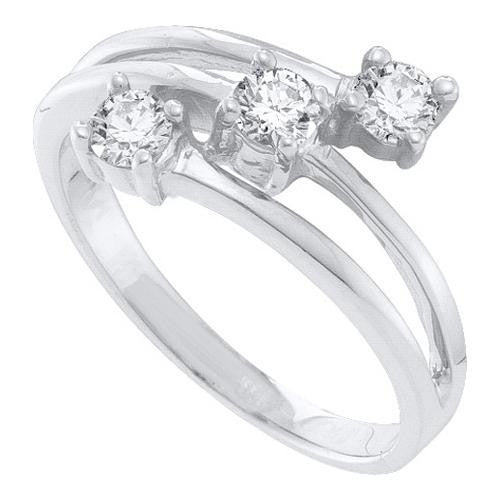 14K White-gold 0.50CTW DIAMOND ROUND 3 STONE RING