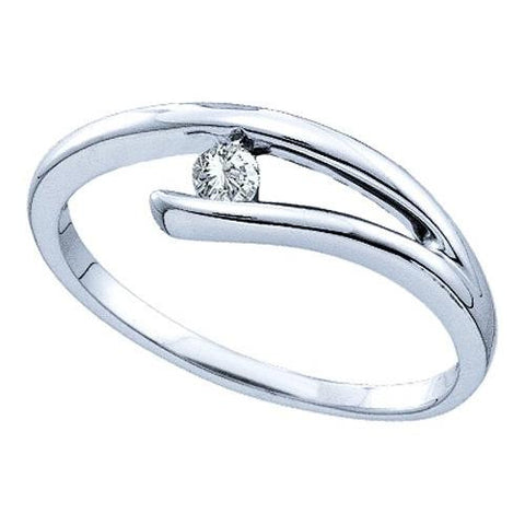 10KT White Gold 0.10CTW DIAMOND LADIES FASHION RING WITH ROUND CENTER