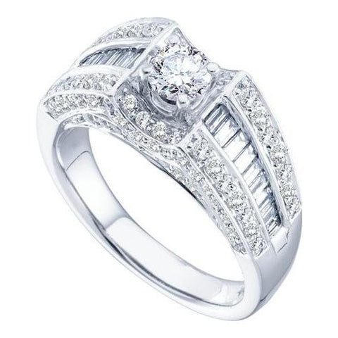 14KT White Gold 1.56CTW DIAMOND LADIES BRIDAL RING WITH 0.38CT CENTER ROUND