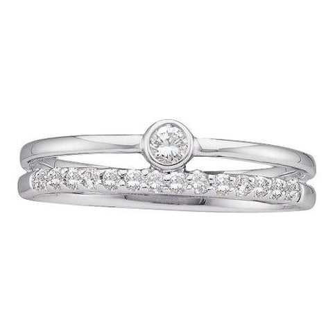 14KT White Gold 0.20CTW DIAMOND LADIES BRIDAL SET WITH 0.06CT CENTER ROUND