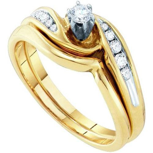 10K Yellow-gold 0.25CTW DIAMOND BRIDAL SET