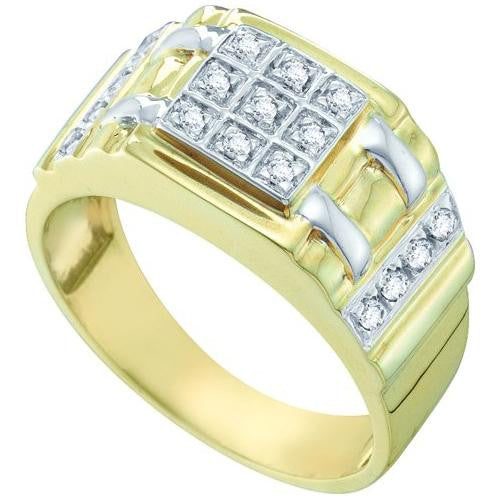 10K Yellow-gold 0.25CT DIAMOND  CLUSTER MENS RING