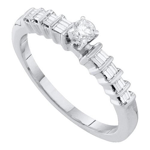 10KT White Gold 0.25CTW DIAMOND ROUND CENTER BRIDAL RING