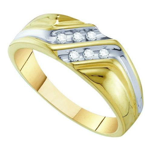 10KT Yellow Gold 0.12CTW DIAMOND FASHION MENS BAND