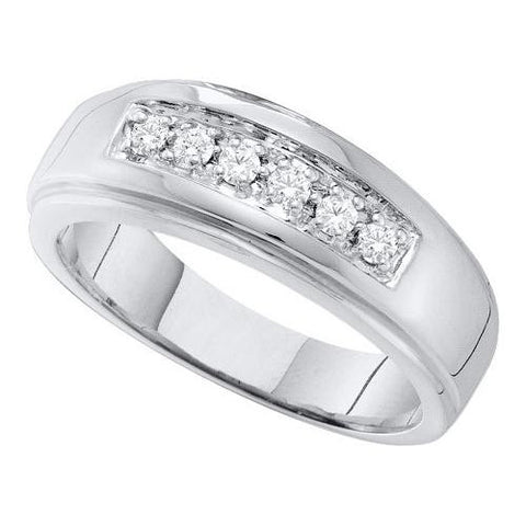 14KT White Gold 0.25CTW DIAMOND FASHION MENS BAND