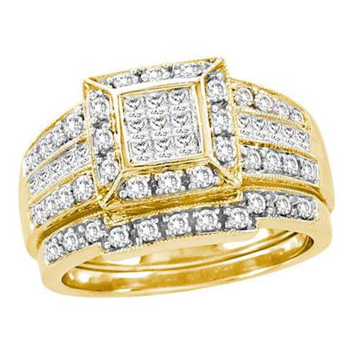 14K Yellow-gold 1.00CTW DIAMOND INVISIBLE  BRIDAL SET