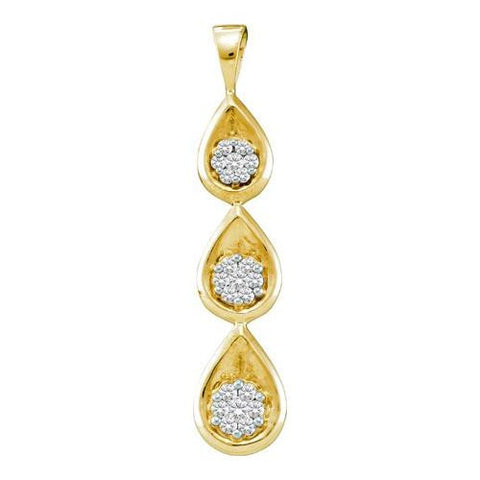 14KT Yellow Gold 0.25CTW DIAMOND  FLOWER PENDENT