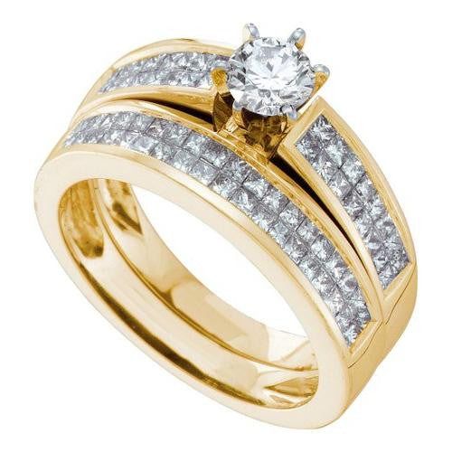 14KT Yellow Gold 1.30CTW DIAMOND 0.45CT ROUND CENTER BRIDAL SET