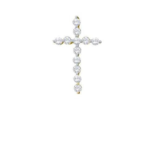 14KT Yellow Gold 0.50CTW ROUND DIAMOND LADIES CROSS PENDANT