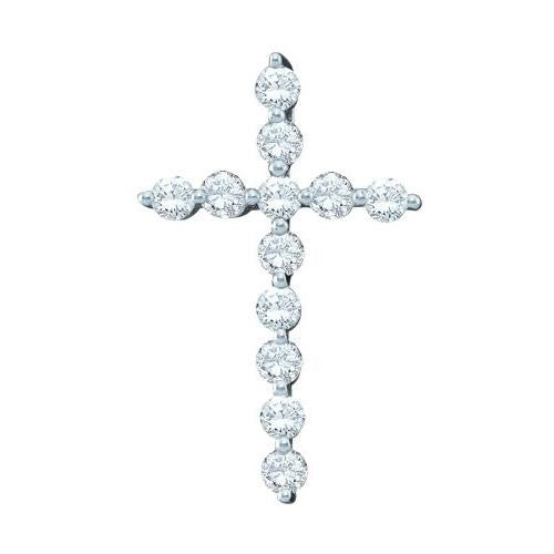 14KT White Gold 0.50CTW  DIAMOND LADIES CROSS PENDANT