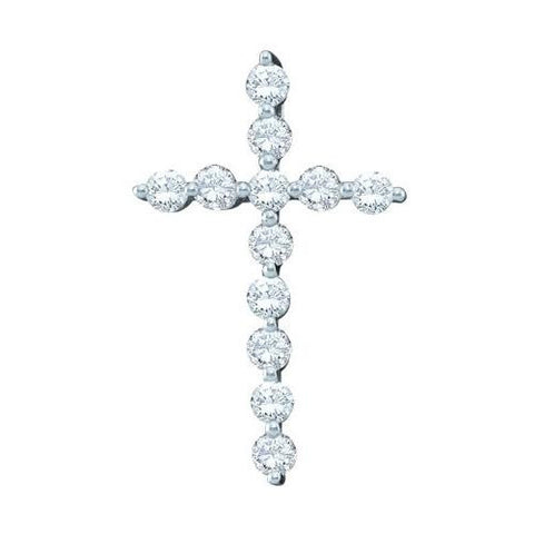 14KT White Gold 0.50CTW  DIAMOND LADIES CROSS PENDANT