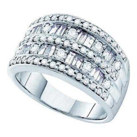 14KT White Gold 1.28CTW ROUND BAGGUETTE DIAMOND LADIES FASHION BAND