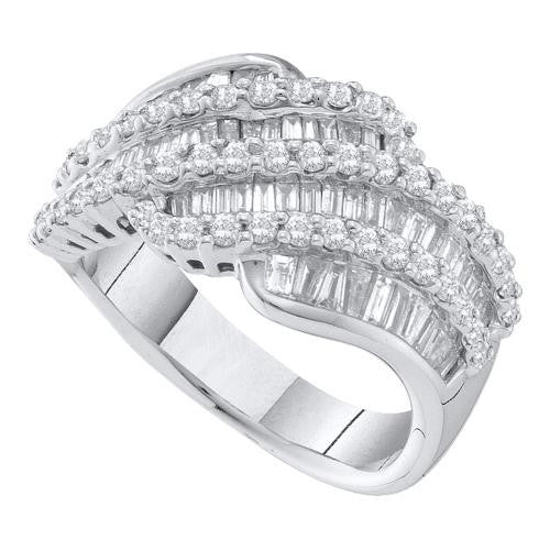 14K White-gold 1.72CT ROUND & BAGGUETTE DIAMOND FASHION BAND