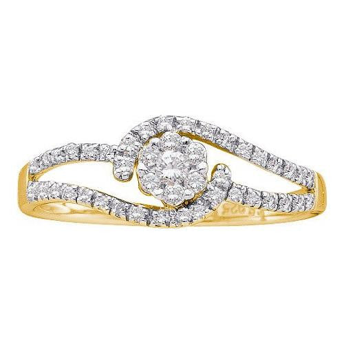 14KT Yellow Gold 0.25CTW DIAMOND FLOWER RING