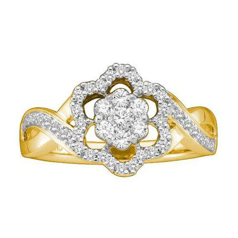 14KT Yellow Gold 0.50CTW DIAMOND  LADIES FLOWER  BAND