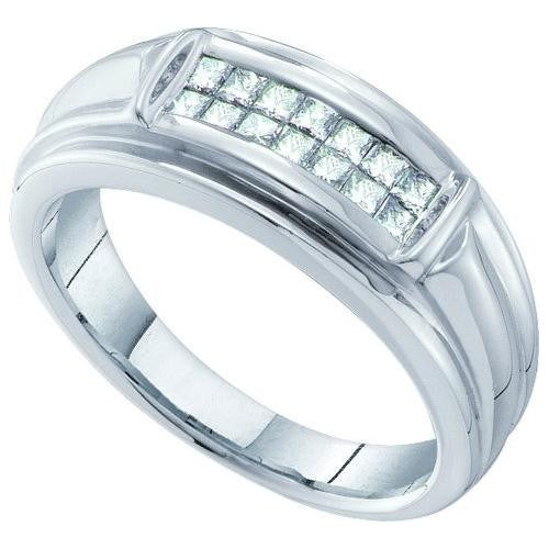 14KT White Gold 0.53CTW DIAMOND INVISIBLE MENS BAND