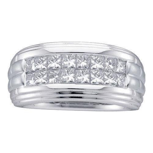 14KT White Gold 2.00CTW DIAMOND MENS INVISIBLE BAND