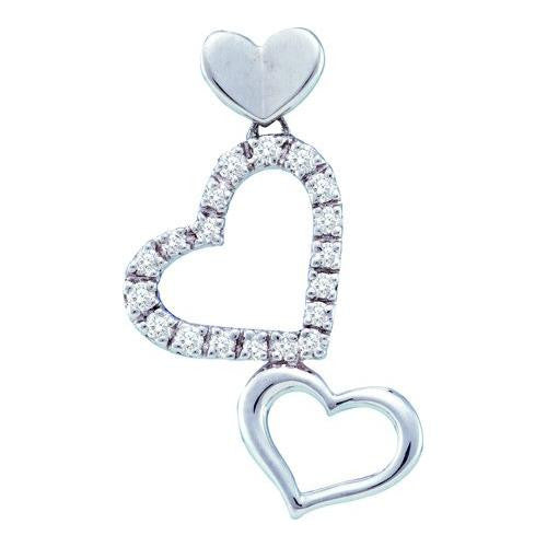 14KT White Gold 0.21CTW ROUND DIAMOND LADIES HEART PENDANT