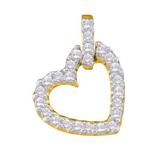 14KT Yellow Gold 0.25CTW ROUND DIAMOND HEART LADIES FASHION PENDANT