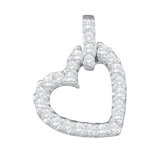 10K White-gold 0.25CT DIAMOND HEART PENDANT