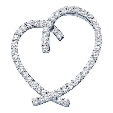 14KT White Gold 0.50CTW  DIAMOND HEART LADIES PENDANT