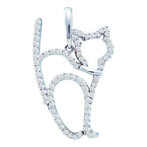 14KT White Gold 0.51CTW DIAMOND CAT PENDANT