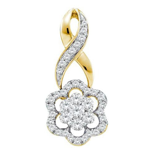 14KT Yellow Gold 0.50CTW DIAMOND FLOWER PENDANT