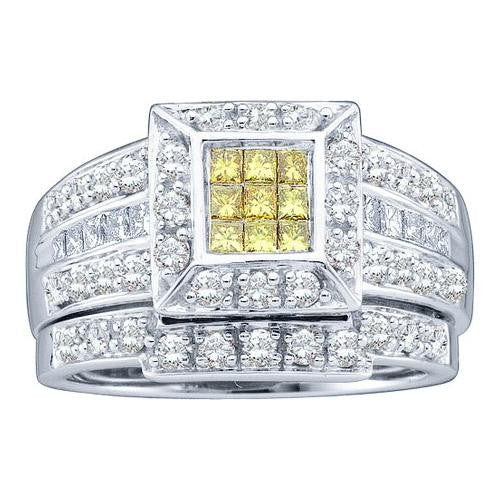 14KT White Gold 1.00CTW DIAMOND BRIDAL SET WITH SQUARE PRINCESS HEAD