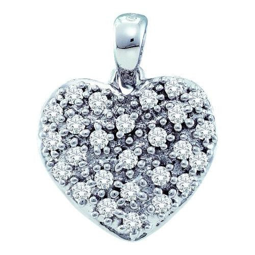 14KT White Gold 0.15CTW ROUND DIAMOND LADIES HEART PENDANT