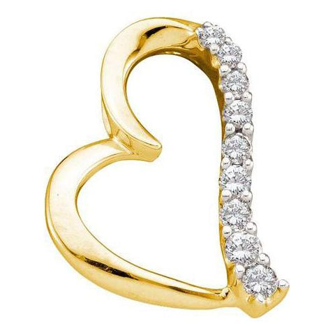 14KT Yellow Gold 0.25CTW DIAMOND  LADIES HEART  PENDANT