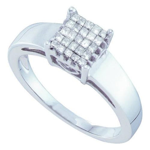 14KT White Gold 0.25CTW PRINCESS DIAMOND LADIES INVISIBLE RING