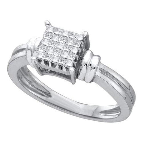 14KT White Gold 0.25CTW PRINCESS DIAMOND LADIES FASHION INVISIBLE RING