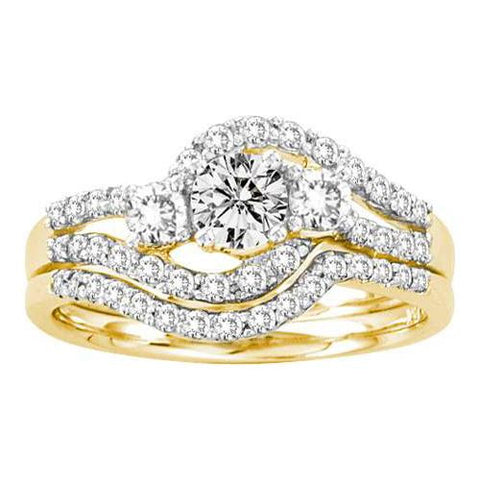 14KT Yellow Gold 1.00CTW DIAMOND 0.33CT ROUND CENTER  BRIDAL  SET